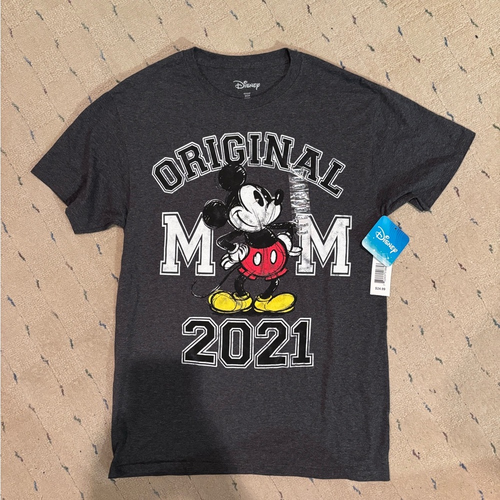 Disney Mickey Mouse Original T-Shirt Charcoal Grey New Size Small